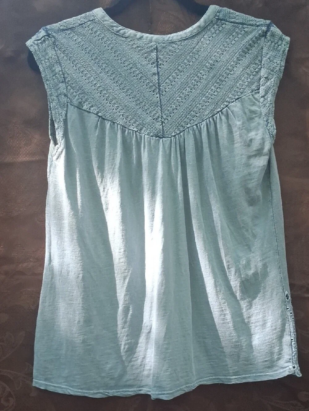 Lucky Brand Light Blue Eyelet Tassel Tunic